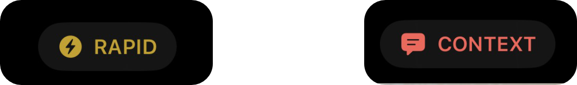 The Rapid and Context mode toggle pills, shown side by side